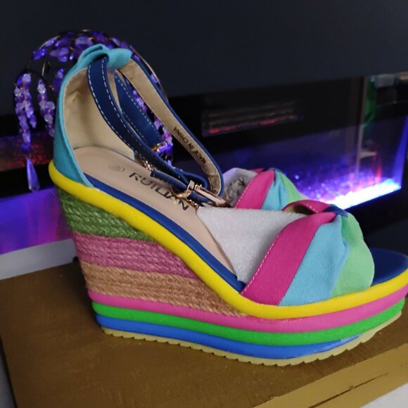 Colorblock Platform Wedge Sandals – RUILIAN Size 8.5 / EU 40 - Picture 2 of 5